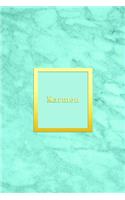 Karmen: Custom dot grid diary for girls Cute personalised gold and marble diaries for women Sentimental keepsake note book journal Sweet light blue aqua tea