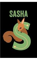 Sasha: Animals Coloring Book for Kids, Weekly Planner, and Lined Journal Animal Coloring Pages. Personalized Custom Name Initial Alphabet Christmas or Birt