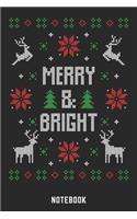 Merry & Bright Notebook: A5 Blank Lustiges Weihnachts Motiv Notizbuch für Weihnachten oder Nikolaus als Geschenk für die Adventszeit, Weihnachtswünsche und Weihnachtsplanung