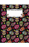 Dot Grid Notebook 100 Pages 0.2 in. Dot Grid 7.44 x 9.69 in.: Day of the Dead Sugar Skulls - El Dia de los Muertos Colorful Mexican Halloween Pattern Dot Grid Notebook Journal - Perfect Spanish journaling notep