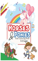 Horses And Ponies Kids Coloring Book