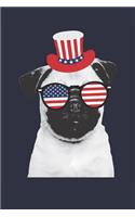 Pug Notebook - Pug Journal - Fourth Of July Gift for Pug Lovers