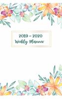 2019-2020 Weekly Planner: For 2 Year Calendar Schedule Organizer Journal Book Daily Plan Event Appointment To Do-List with Meal Plan & Shopping List Floral Cute Cover 24 Mont