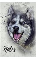 Husky Notebook: cute siberian huskies gift for animal and dog lovers (blank lined notebook) best for writing notes and ideas for home use, work or a school homework