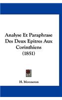 Analyse Et Paraphrase Des Deux Epitres Aux Corinthiens (1851)
