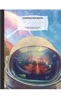 Space Astronauts and Pyramids Composition Notebook, Dotted Grid Journal Paper: 250 Numbered Pages, 9-3/4 X 7-1/2