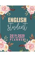 English Student: 2019-2020 Weekly and Monthly Planner Academic Year with Class Timetable Exam Assignment Schedule Record School College University