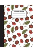 Composition Notebook: Red Cherry Drawing Pattern Cover: College Ruled School Notebooks, Subject Daily Journal Notebook: 120 Lined Pages (Large, 8.5 X 11 In.)