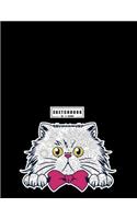 sketchbook by a madoo: Cat on black cover (8.5 x 11) inches 110 pages, Blank Unlined Paper for Sketching, Drawing, Whiting, Journaling & Doodling