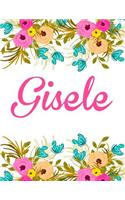 Gisele: Personalised Name Notebook/Journal Gift For Women & Girls 100 Pages (White Floral Design)