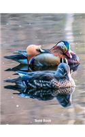 Note Book: Mandarin Ducks on the River, Notebook, Wide Lined, 200 Paged 7.44 X 9.69, Ducks and Birds