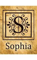 Sophia: Vintage Style Personalised Notebook/Diary/Journal For Women & Girls, Beautiful Name Gift With Monogram Initial S (8.5" x 11")