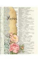 Planner: Undated Weekly Monthly Journal Appointment Calendar Organizer Notebook No Date Vintage Rose Lace Dictionary Page