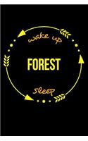 Wake Up Forest Sleep Notebook for a Forester, Blank Lined Journal: Medium Ruled