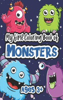 My first coloring book of Monsters - Ages 3+: 50 beautiful patterns of Monsters - Large format