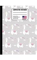 Composition Notebook 4x4 Graph Paper: Cute Llama & Rainbows Back to School Composition Book for Teachers, Students, Kids and Teens