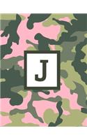 J: Letter Monogrammed 2020 Weekly Planner For Women Hunters Girls - Pink Camo Camouflage January 2020 - December 2020 (8.5"x11")