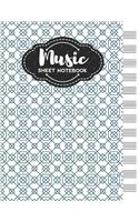 Music Sheet Notebook: Blank Staff Manuscript Paper with Pattern Themed Cover Design
