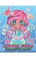 Kawaii Girls Coloring Book: For Kids Gorgeous Cute Kawaii Anime Girls With Magical Manga Background Scenes, Ages 4-8
