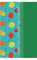 Composition Notebook: Cool Aqua Fruits Pattern 6 X 9 Wide Ruled Paper Notebook, Appreciation, Quote Journal or Diary Unique Inspirational Gift for Friend or Teacher, Begi