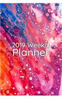 2019 Weekly Planner: Trippy Tie Dye Daily and Weekly Schedule at a Glance - Keep a Lot of Color in Your Work or School Week