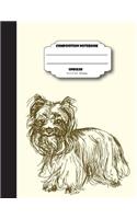 Composition notebook unruled 8.5x11 inch 200 page: Cute Yorkshire terrier: Large composition book journal for school student/teacher/office