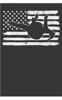 Notebook: Vintage 4th Of July USA Flag Ski Diving Skidiving Dot Grid Dotted 6x9 120 Pages