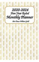 2020-2024 Five Year Ruled Monthly Planner Art-Deco White Gold