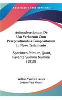 Animadversionum De Usu Verborum Cum Praepositionibus Compositorum In Novo Testamento