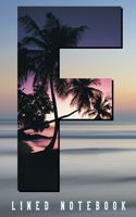 Monogram Letter F Notebook with Beach Sunset Cover