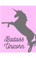 Bad Ass Unicorn: 130 Pages College Ruled Notebook; Us Letter Size (8.5 X 11) Unicorn Gifts for Girls; Gifts for College Students; Gifts for Teens; Christmas Gifts; G