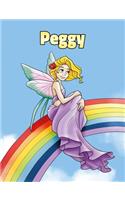 Peggy: Personalized Composition Notebook - Wide Ruled (Lined) Journal. Rainbow Fairy Cartoon Cover. For Grade Students, Elementary, Primary, Middle School,