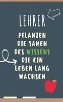 Lehrer Pflanzen Die Samen Des Wissens Die Ein Leben Lang Wachsen: A5 BLANKO Geschenkidee für Lehrer Erzieher - Abschiedsgeschenk Grundschule - Klassengeschenk - Dankeschön - Lehrerplaner - Buch zum Schulabschluss
