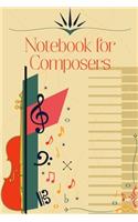 Notebook for Composers: Sheet music book DIN-A5 with 100 pages of empty staves for music students and composers for melodies and music notation