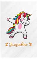 Jacqueline A5 Lined Notebook 110 Pages: Funny Blank Journal For Personalized Dabbing Unicorn Family First Name Middle Last. Unique Student Teacher Scrapbook/ Composition Great For Home Sch