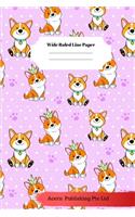 Dog Sloth Theme Wide Ruled Line Paper