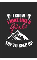 I Know I Hike Like A Girl: Hiking Notebook, Dotted Bullet (6" x 9" - 120 pages) Sports Themed Notebook for Daily Journal, Diary, and Gift