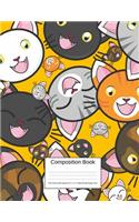 Composition Book 100 Sheets/200 Pages/8.5 X 11 In. Wide Ruled/ Happy Cats: Writing Notebook Lined Page Book Soft Cover Plain Journal Cats Kitten