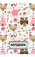 Notebook: Pink animals: Journal Diary, 110 Lined pages, 7" x 10"
