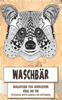 Malbücher für Erwachsene - Erstaunliche Muster Mandala und Entspannung - Vögel und Tier - Waschbär