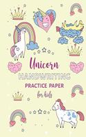 Unicorn Handwriting Practice Paper For Kids