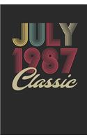 Classic July 1987: Dotted Bullet Journal (6 X 9 -120 Pages) for Birthday Gift Idea