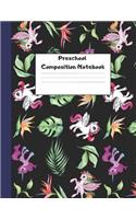 Preschool Composition Notebook: Dotted Midline Creative Picture Writing Exercise Book (Beautiful Unicorn Flowers Theme) - Grade K-2 Early Childhood