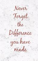 Never Forget the Difference You Have Made: Terrazzo Stone Slogan Homework Book, Writing Pad, Notepad, Idea Notebook, Composition Jotter, Journal Diary, Planner