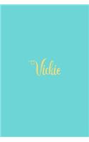 Vickie: Personalized Name Turquoise Matte Soft Cover Notebook Journal to Write In. 120 Blank Lined Pages