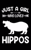Just A Girl Who Loves Hippos: Hippo Animal Lover Gift Diary - Blank Date & Blank Lined Notebook Journal - 6x9 Inch 120 Pages White Paper