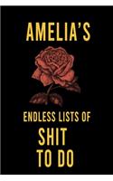 Amelia's Endless Lists of Shit to do: Lined Writing Notebook Journal with Personalized Name Quote, 120 Pages, (6x9), Simple Freen Flower With Black Text ... Women, School Teacher, mom, w