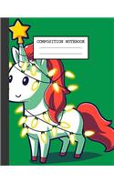 Composition Notebook: Unicorns Lovers Glossy Cover Wide Ruled Blank Lined Soft Cover Girls Kids Elementary School Journal Paper 7.44 x 9.69 Inches 110 Pages