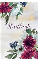 Hadleigh: Personalized Journal Gift Idea for Women (Burgundy and White Mums)