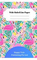 Cute Flamingo Theme Wide Ruled Line Paper